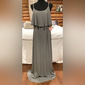 NWT Caitlin Ruffle Maxi Show Me Your MuMu Dress, Gray S